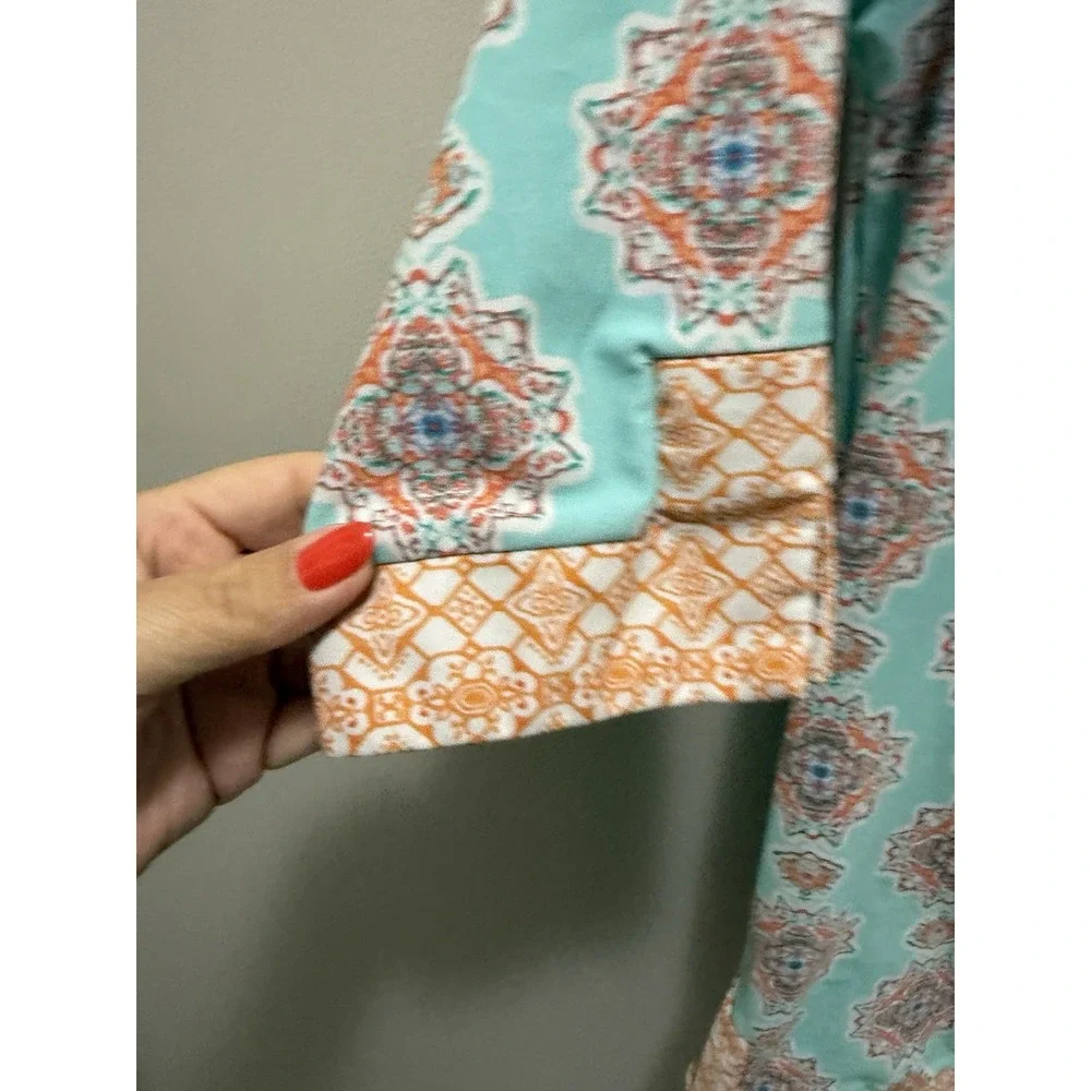 Cabana Life‎ Aqua & Orange Medallion Print Rashguard Tunic – Size 10 Girls